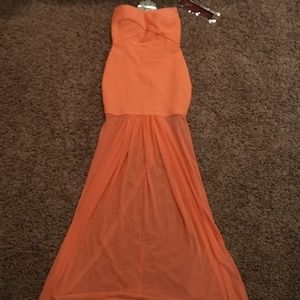 Neon peach Body Con, Mermaid dress